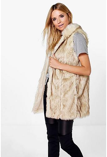 Boutique Erin Vintage Faux Fur Hooded Gilet