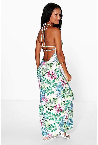 Sylvia Tropical Strappy Back Maxi Dress