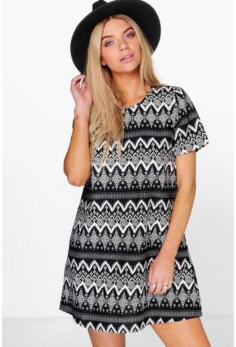 Ella Mono Print Shift Dress