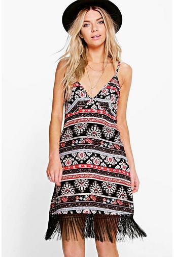 Amy Tassel Trim Slip Dress