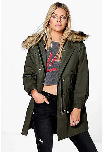 Boutique Ava 2 In 1 Zip Out MA1 Hooded Parka