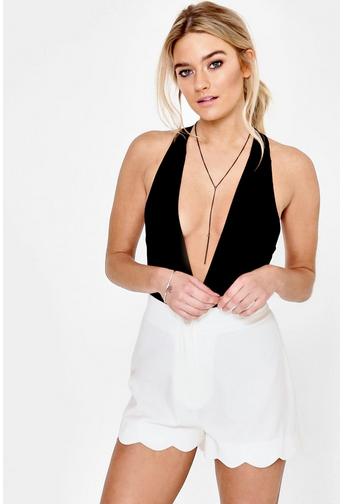Bella Scalloped Hem High Waisted Shorts