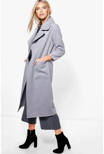 Amelie Oversized Collar Wool Look Robe Coat