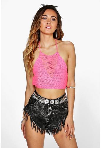 Hollie Cross Back Crochet Crop Top