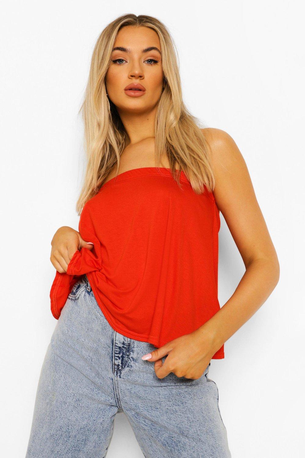 Boohoo Basic Swing Bandeau Top, Tangerine