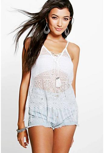 Clara Eyelash Lace Tassel Cami