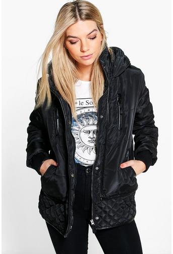 Megan Sporty Quilted Zip Detail Coat