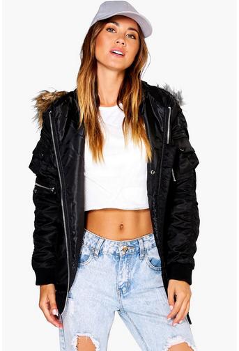 Sophie MA1 Bomber With Faux Fur Hood