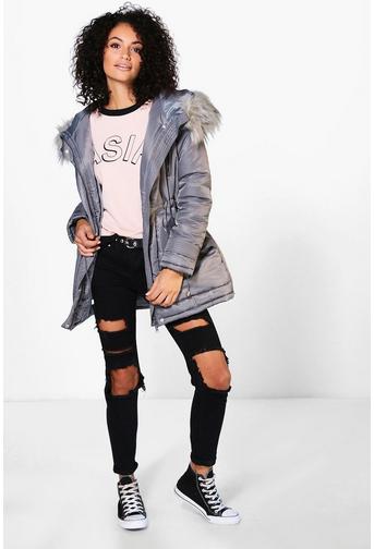 Lily Luxe Padded Coat With Faux Fur Hood