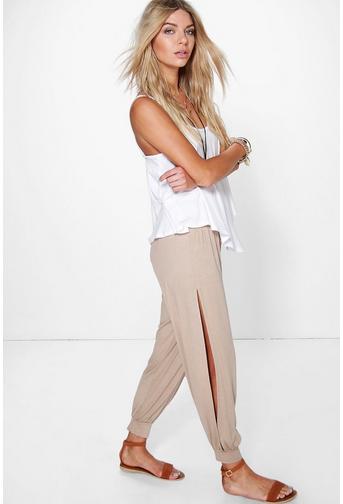 boohoo split hem joggers