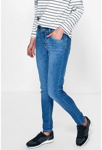 Michelle Mid Rise 5 Pocket Sand Blasted Skinny Jeans