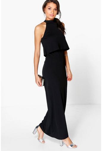 Lisandra High Neck Double Layer Maxi Dress