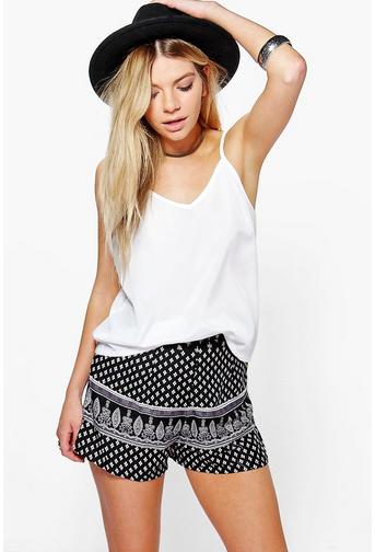 Libby Border Print Mono Shorts
