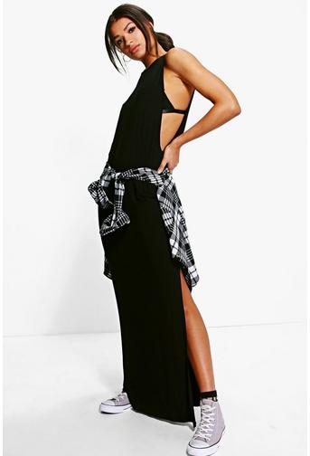 Halliee Drop Arm Split Side Maxi Dress