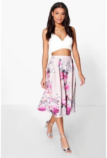 Sahara Floral Print Full Midi Skirt