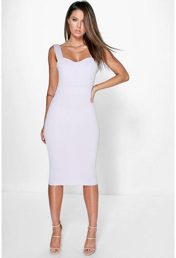 Dina Textured Sweetheart Neckline Midi Dress