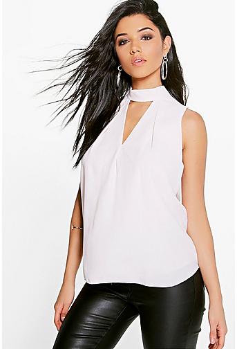 Eva Cut Out Pleat Front Woven Swing Top