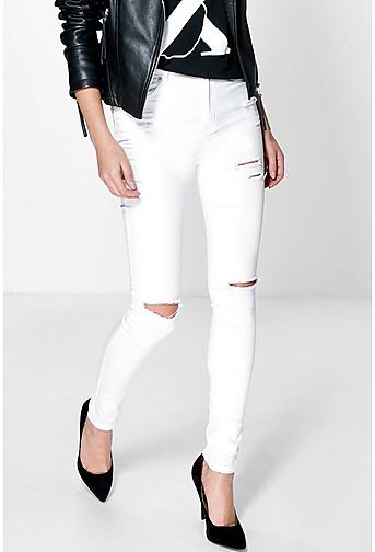 Heather High Waisted Ripped Skinny Jeans