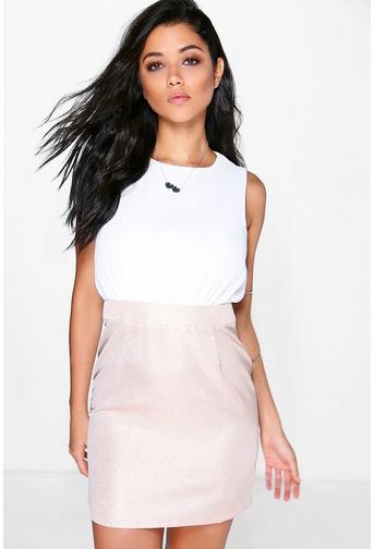 Tanya Chiffon Top Metallic Fitted Dress