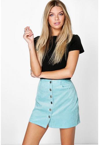 Fallen Button Front Baby Cord Mini Skirt