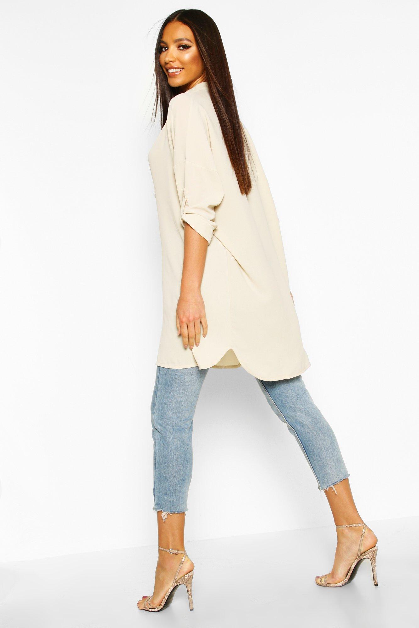 womens white longline shirt