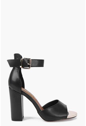 Mia Block Heel Metal Toe Peeptoe