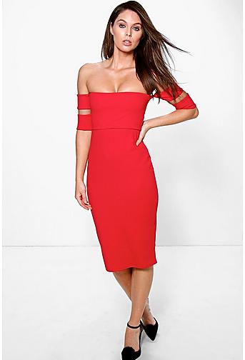 Ana Off The Shoulder Cut Out Midi Dress