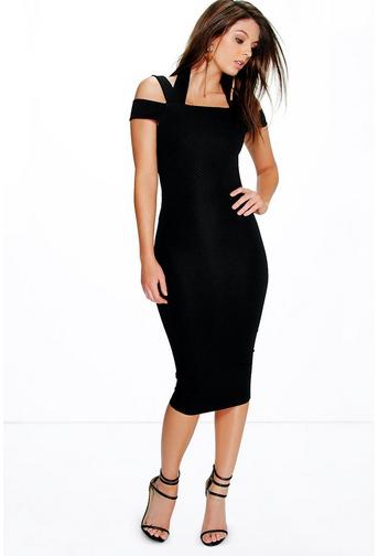 Maris Textured Strappy Detail Midi Dress