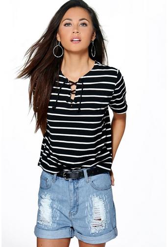 Mia Ripped High Waisted Denim Mom Shorts