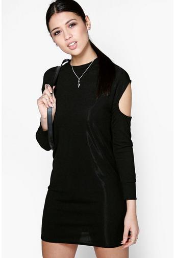 Lucy Cold Shoulder Long Sleeve Shift Dress