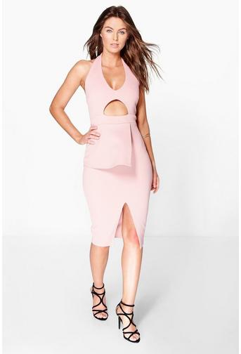 Georgie Peplum Cut Out Detail Midi Dress