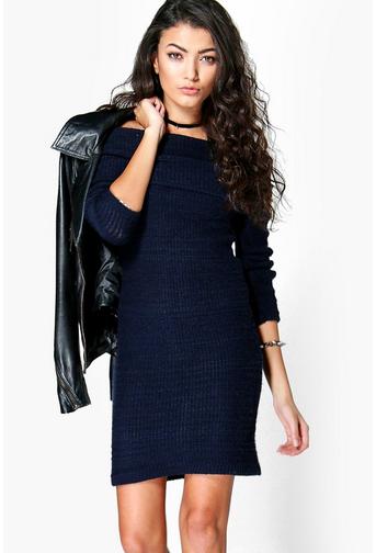 Evie Soft Knit Bardot Jumper Dress