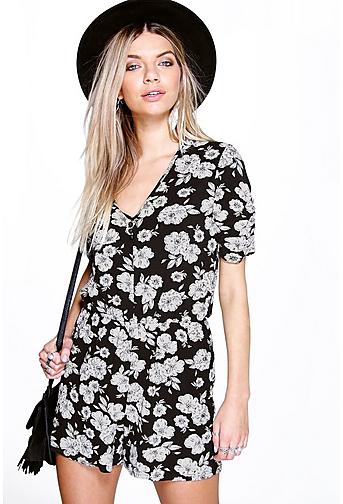 Mia Capped Sleeve Button Front Playsuit