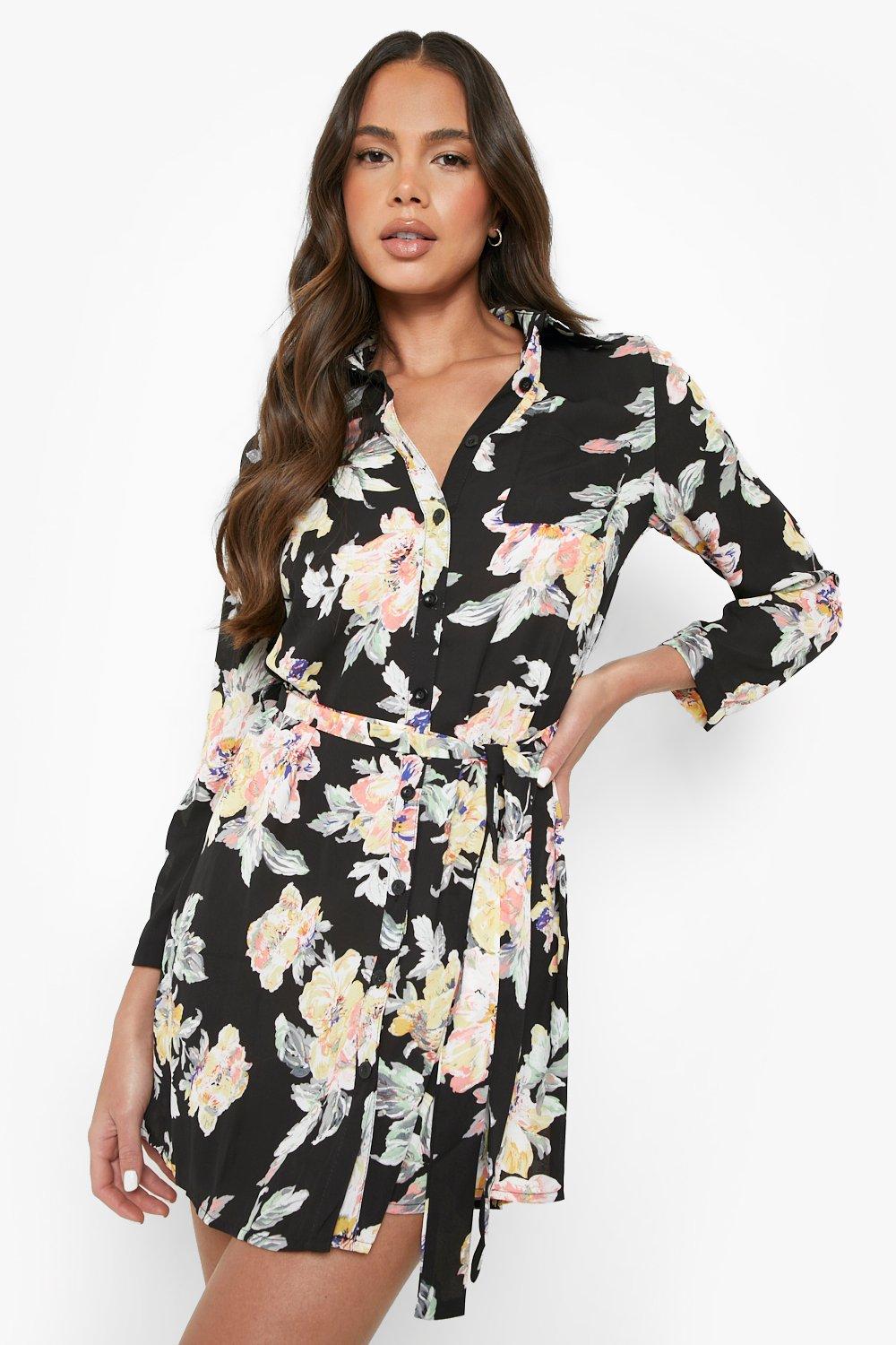 Boohoo Womens Savannah Floral Shirt Dress | eBay