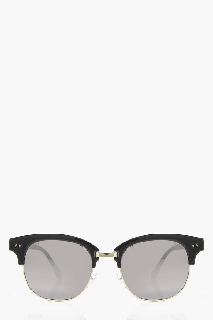 Eva Mirrored Half Frame Wayfarer Sunglasses Boohoo