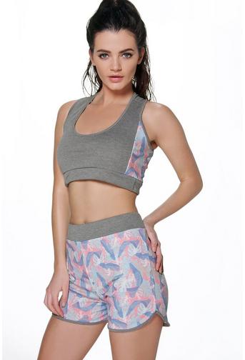 Maria Fit Leaf Print Side Panel Sports Crop