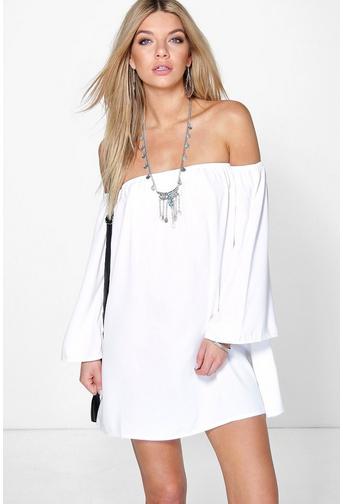 Rosalinda Off The Shoulder Woven Dress