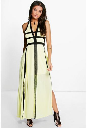 Trixie Contrast Panel Cut Out Detail Maxi Dress