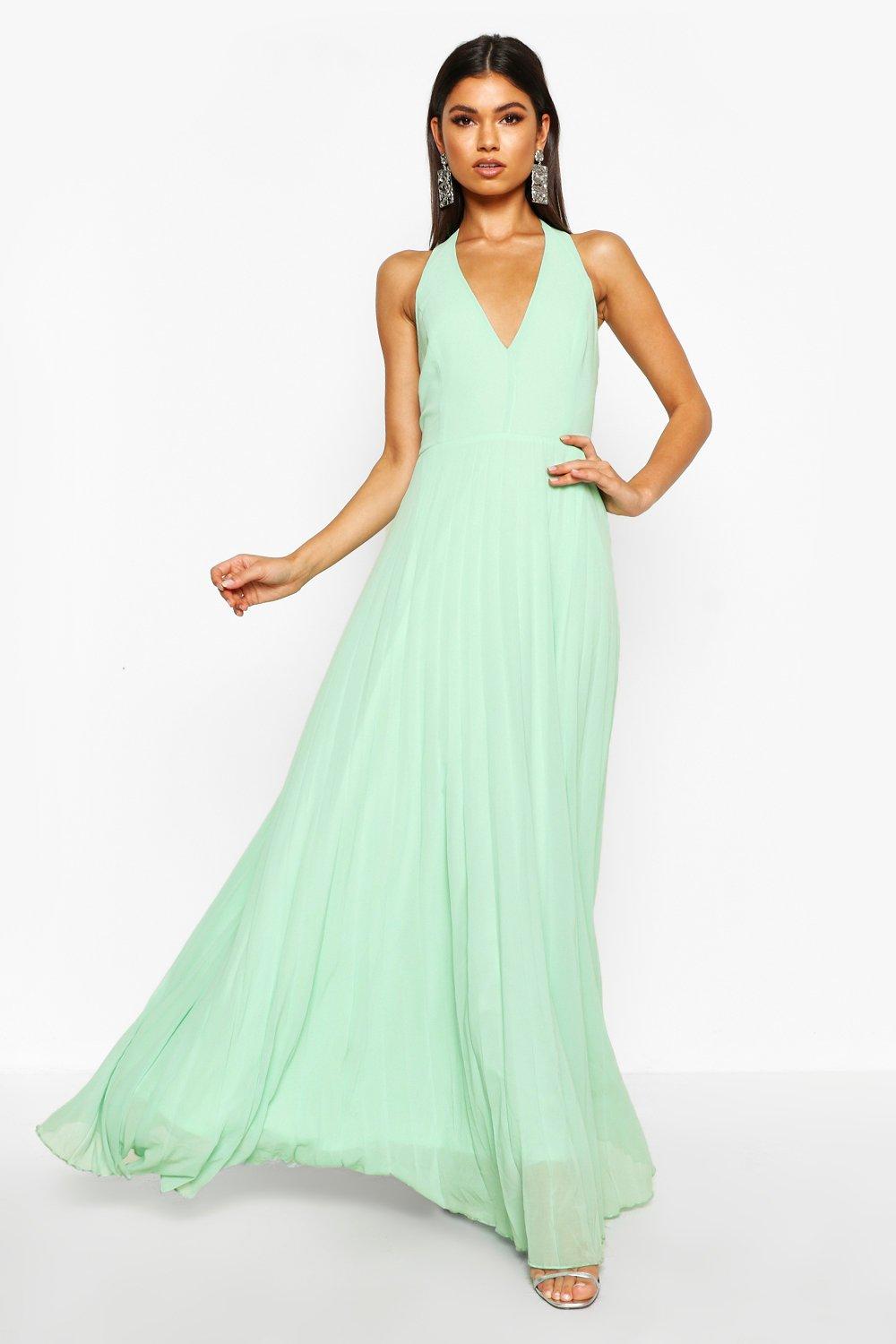 Pleated Chiffon Maxi Dress