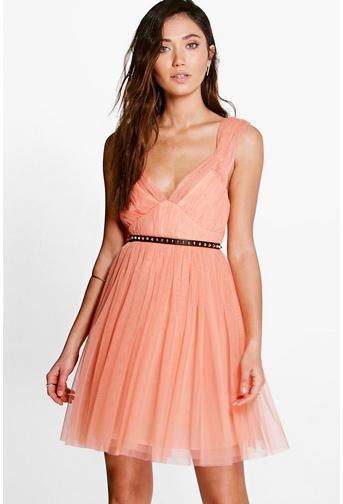 Boutique Sofie Seam Detail Tulle Skater Dress
