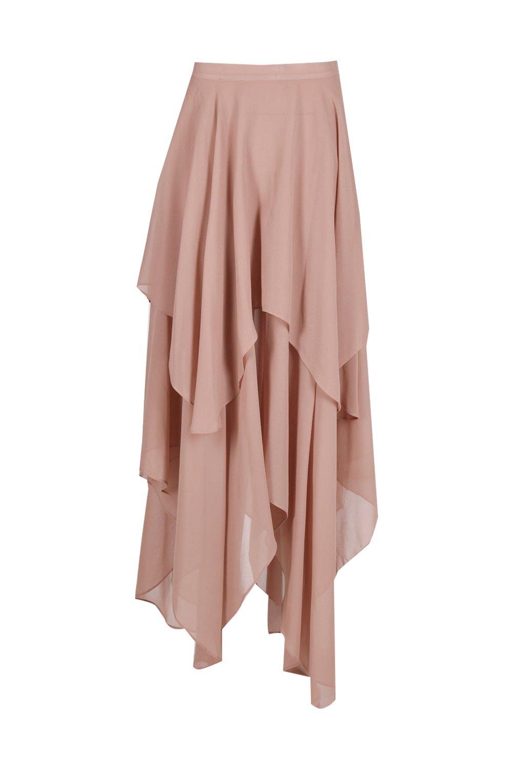 Boohoo Womens Aria Ruffle Hem High Low Maxi Skirt | eBay