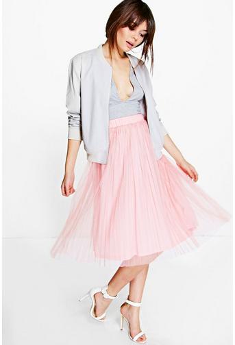 Madison Boutique Pleated Tulle Midi Skirt