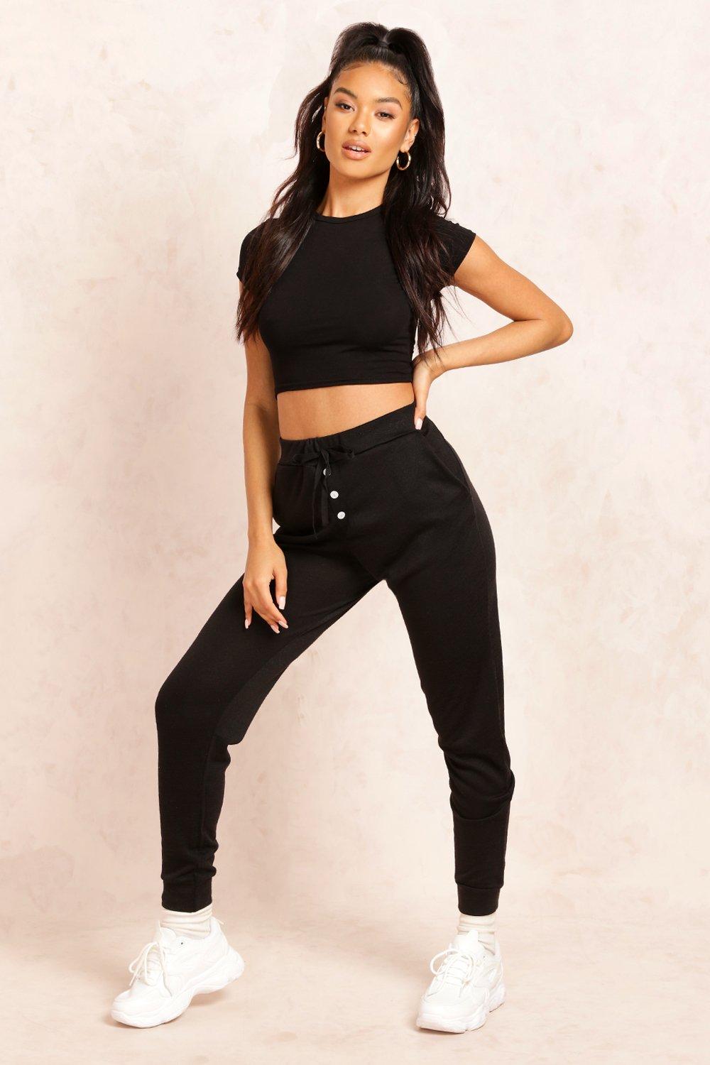 leather joggers boohoo