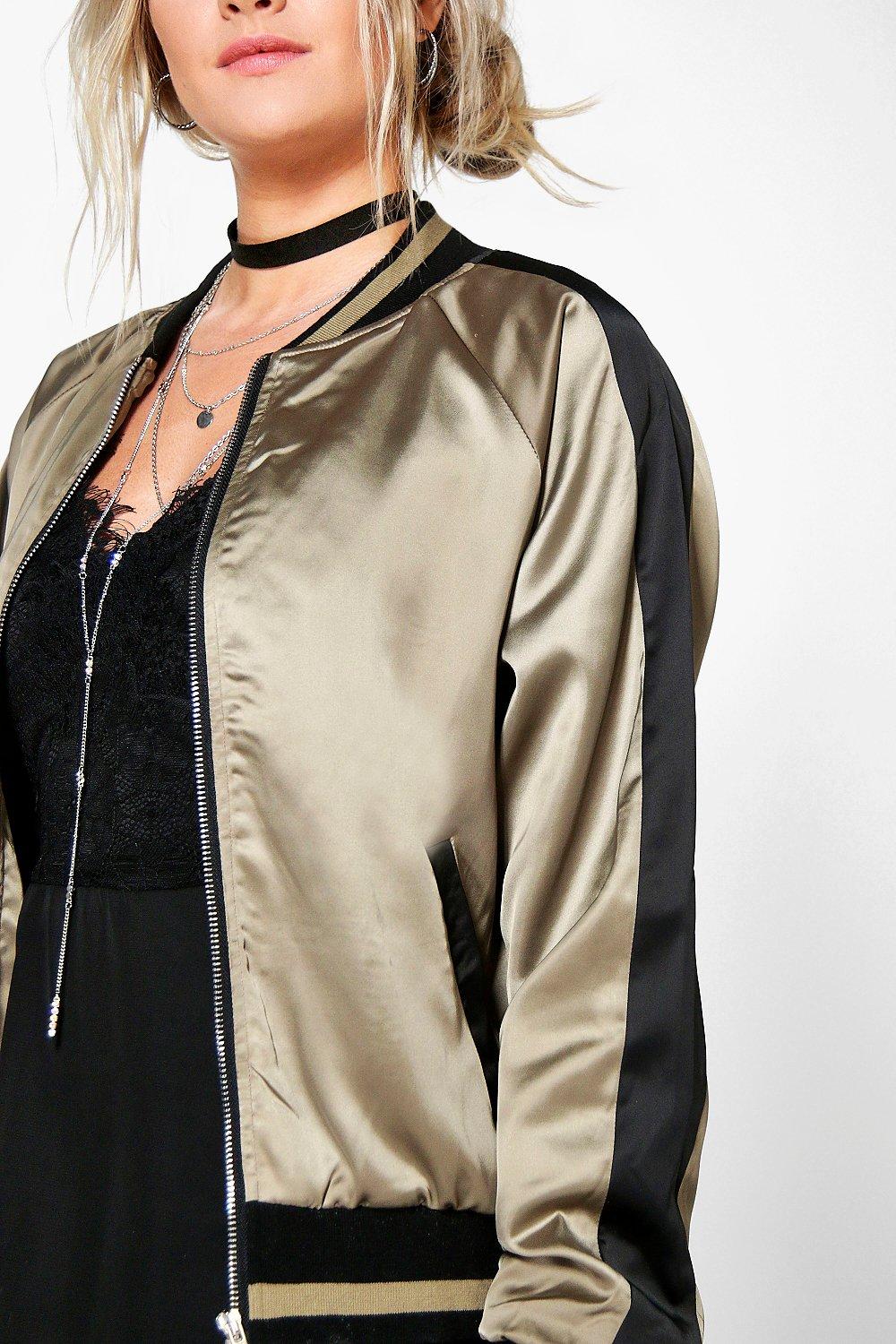 Boohoo Womens Zoe Satin Raglan Sleeve Zip Through Bomber Jacket | eBay