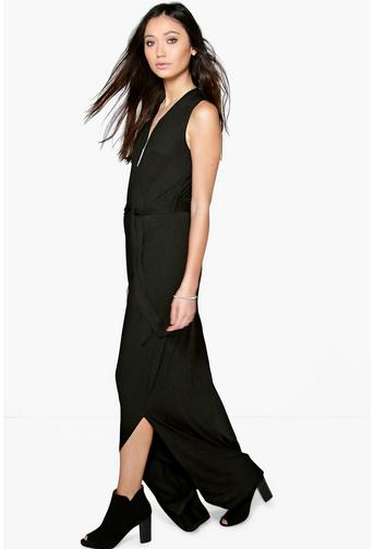 Faye Sleeveless Tie Waist Wrap Maxi Dress