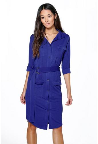 Ella Tie Waist Pocket Shirt Dress