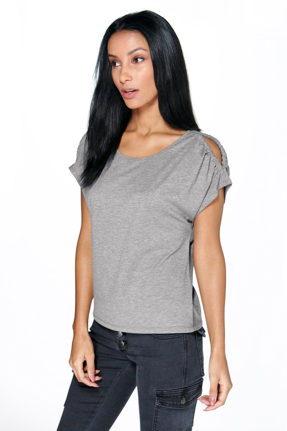 gathered v neck