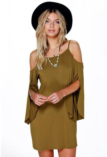Loraine Cold Shoulder Split Shift Dress