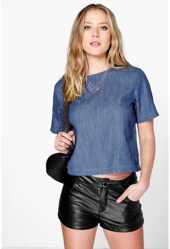 Leah Oversized Box Shape Denim Top