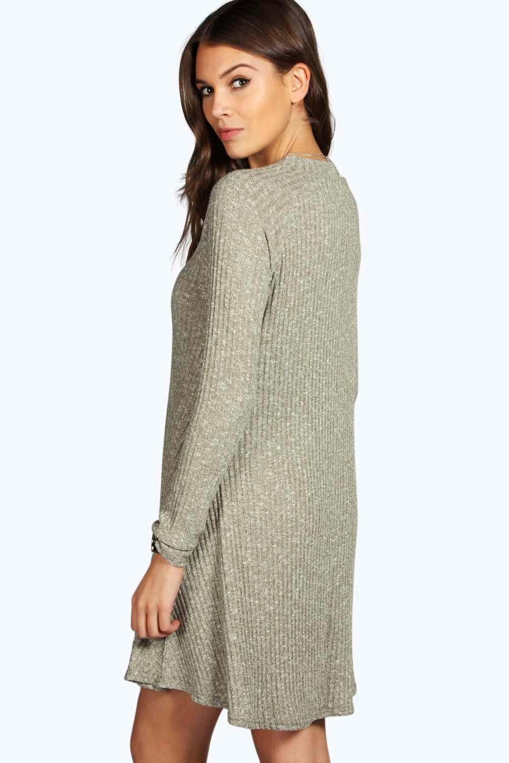 Boohoo Womens Grace Rib Knit Turtle Neck Swing Jumper Dress eBay